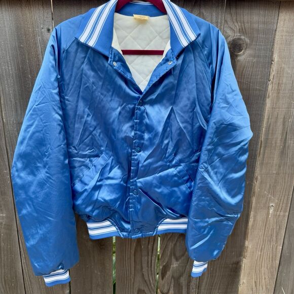 NICE Vintage 80s-90s Texas HS Band Satin Bomber Jacket Unisex M Quilted, Pockets - Picture 2 of 11